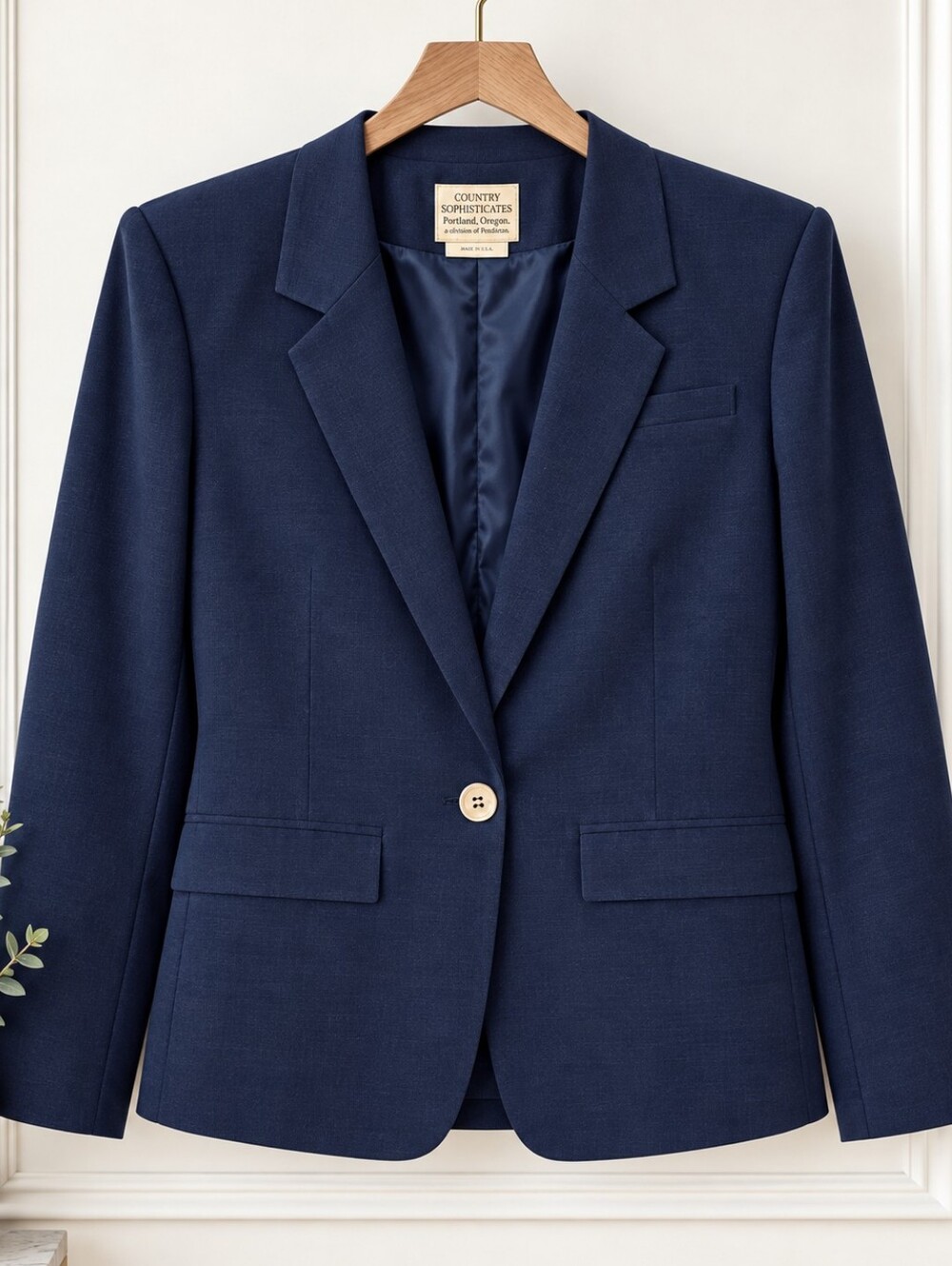Vintage Navy Single-Button Women's Blazer Large
